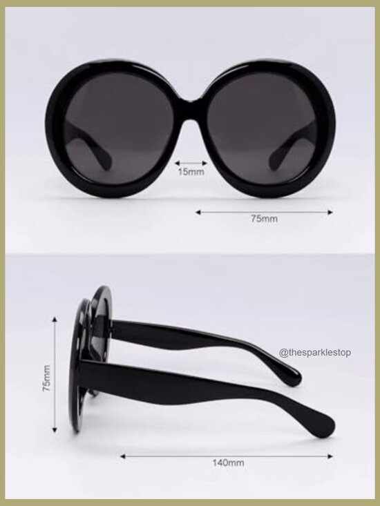 Oversized Round Sunglasses Vintage Big Frame UV400 Protection Plastic